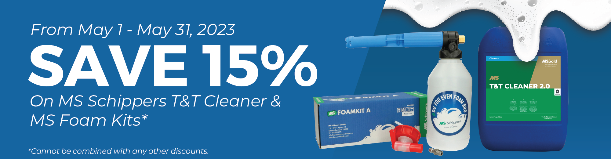 From May 1-31st, save 15% on MS T&T Cleaner and Foam Kits